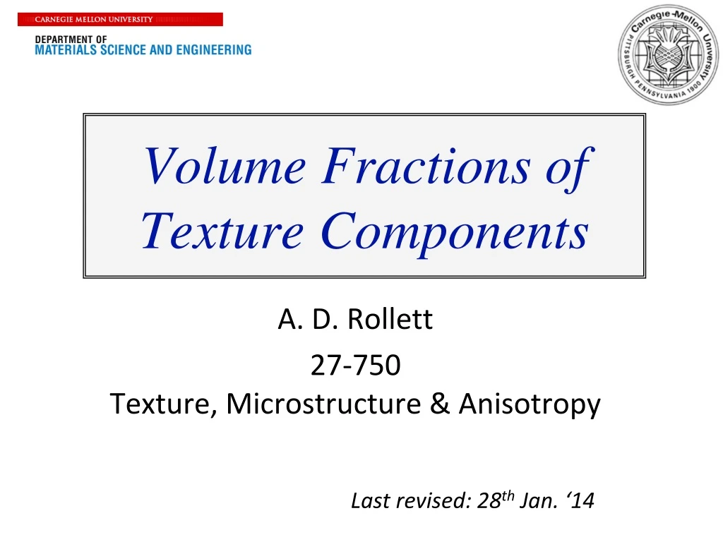 volume fractions of texture components