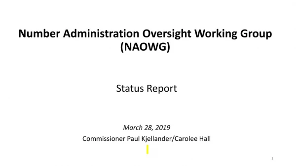 Number Administration Oversight Working Group (NAOWG)