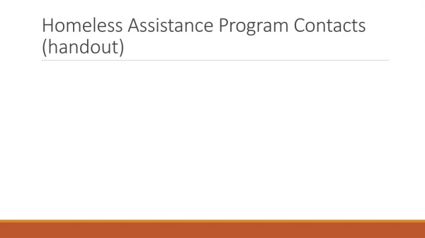Homeless Assistance Program Contacts (handout)