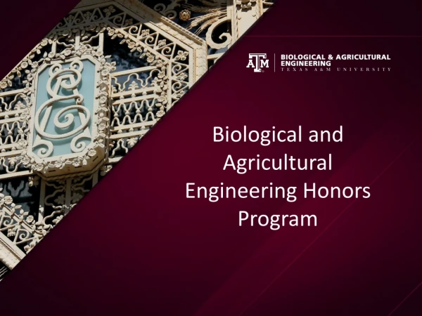 Biological and Agricultural Engineering Honors Program