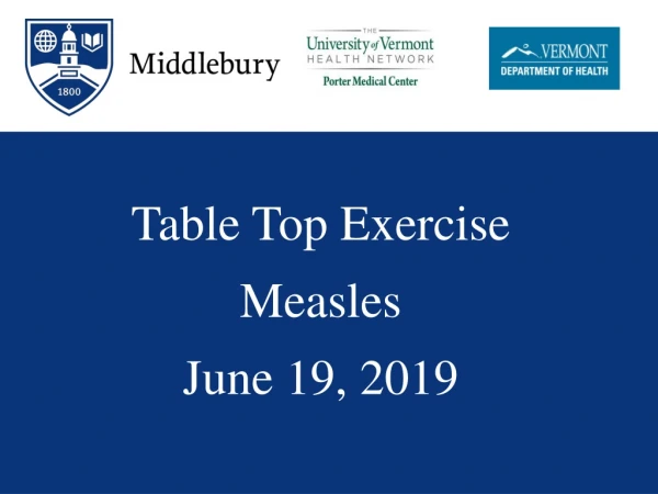 Table Top Exercise Measles June 19, 2019