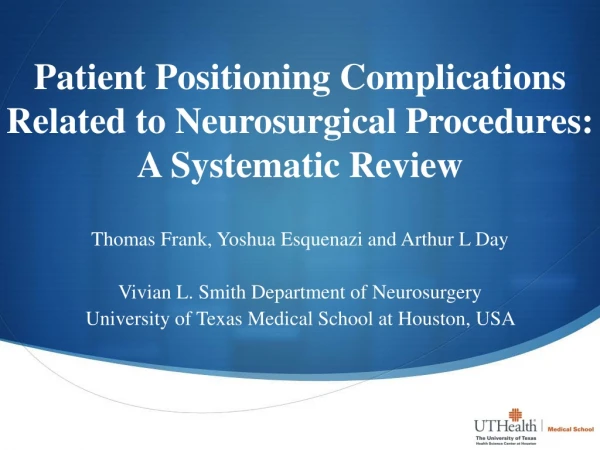 Patient Positioning Complications Related to Neurosurgical Procedures: A Systematic Review