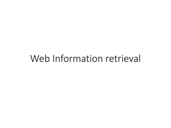 Web Information retrieval