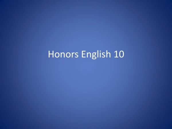 Honors English 10