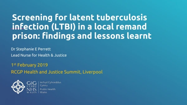 1 st February 2019 RCGP Health and Justice Summit, Liverpool