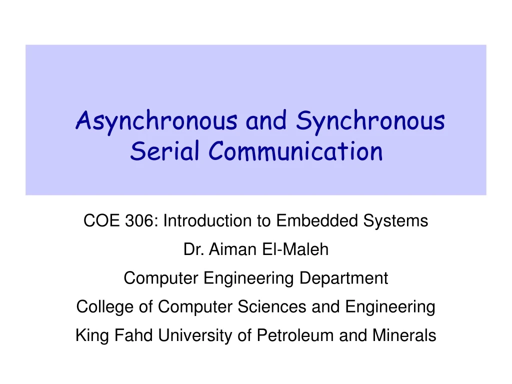 asynchronous and synchronous s erial c ommunication