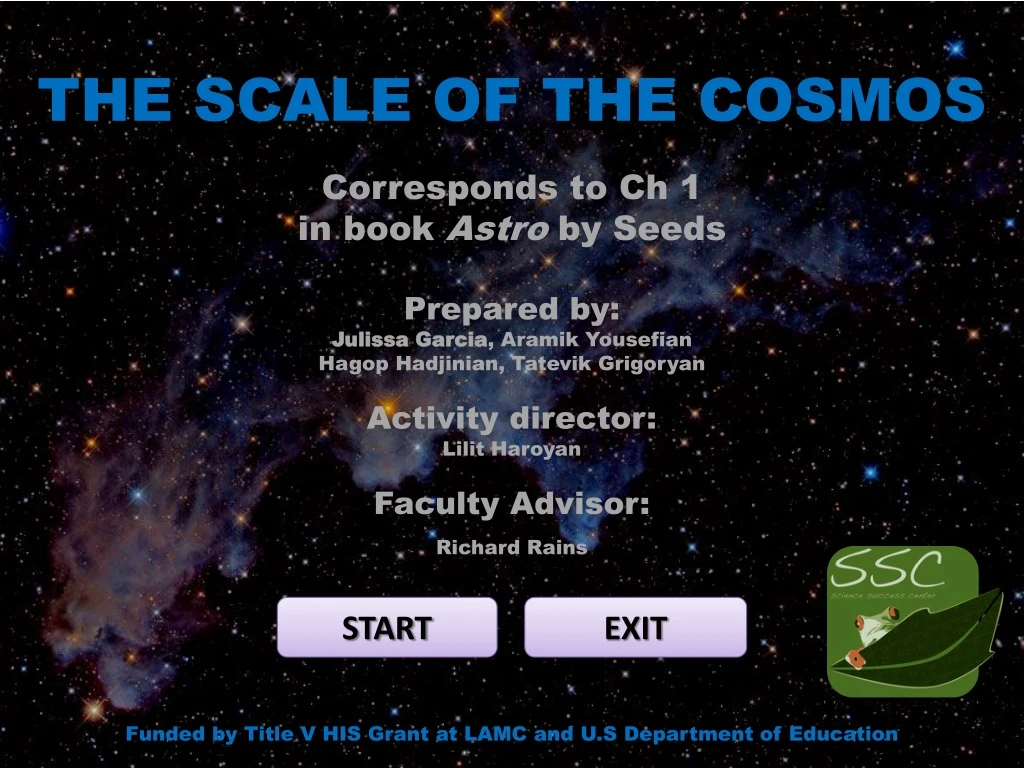 the scale of the cosmos