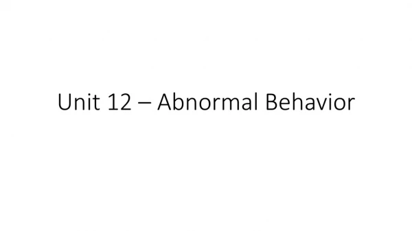 Unit 12 – Abnormal Behavior