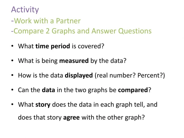 Activity - Work with a Partner - Compare 2 Graphs and Answer Questions