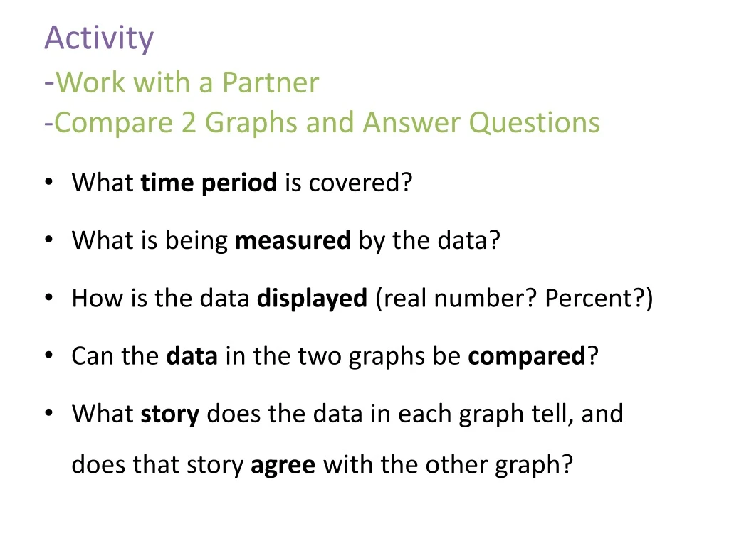 activity work with a partner compare 2 graphs and answer questions