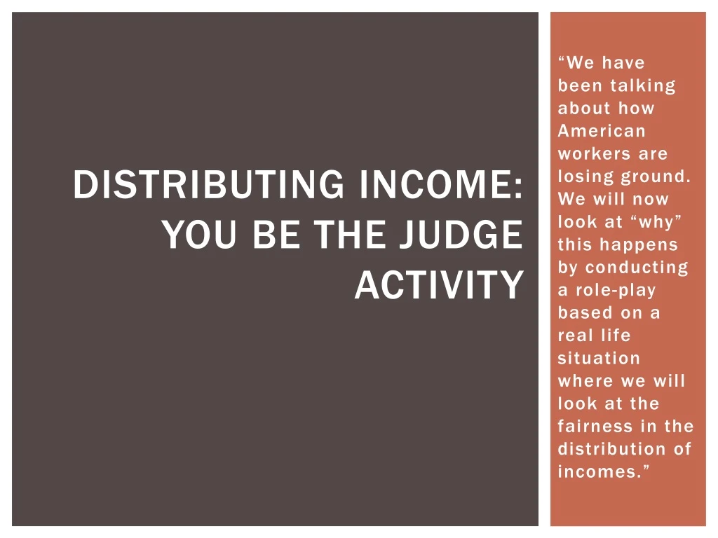 distributing income you be the judge activity