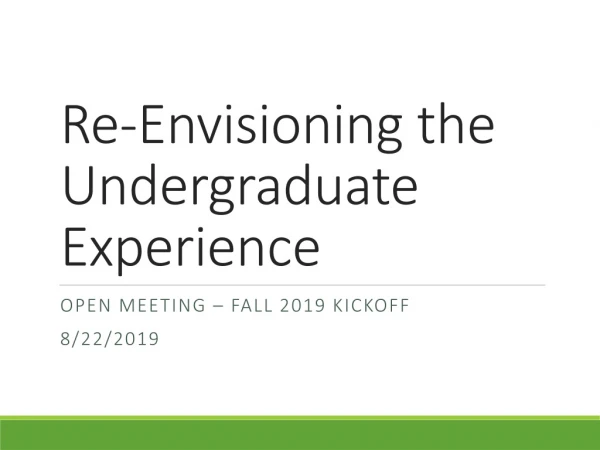 Re-Envisioning the Undergraduate Experience