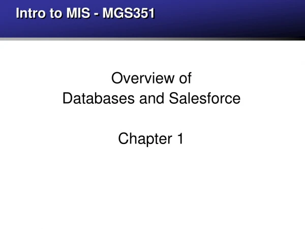Intro to MIS - MGS351
