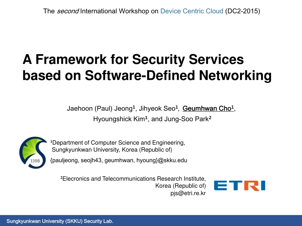 a framework for security services based on software defined networking