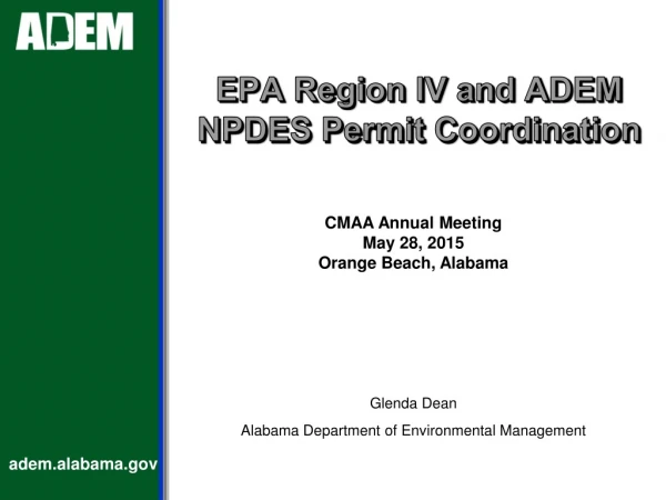 EPA Region IV and ADEM NPDES Permit Coordination