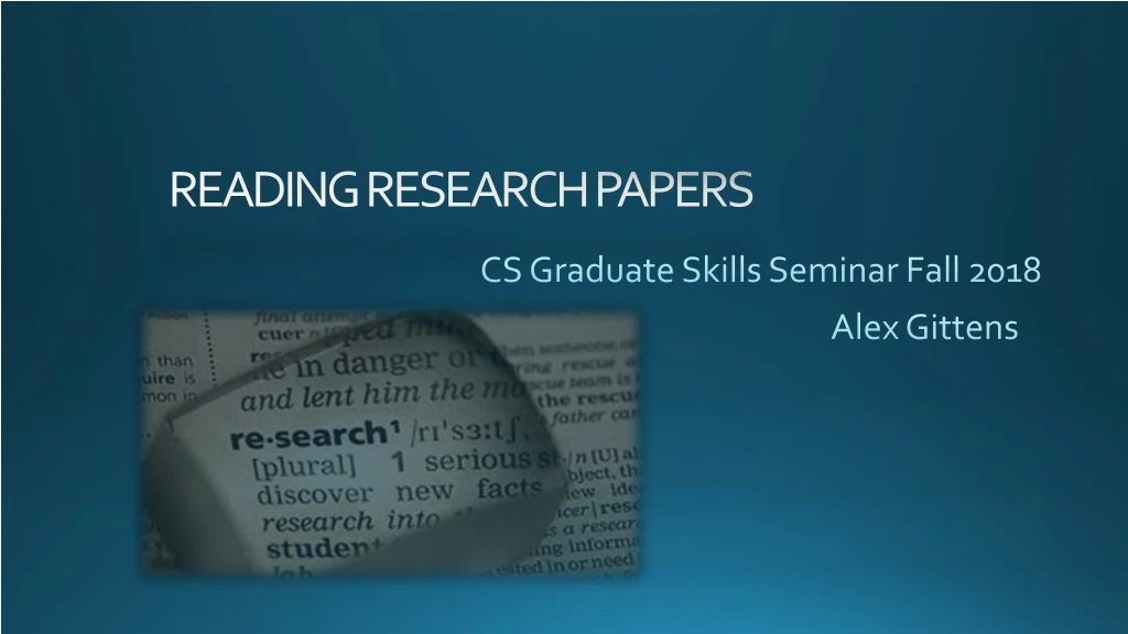 cs graduate skills seminar fall 2018