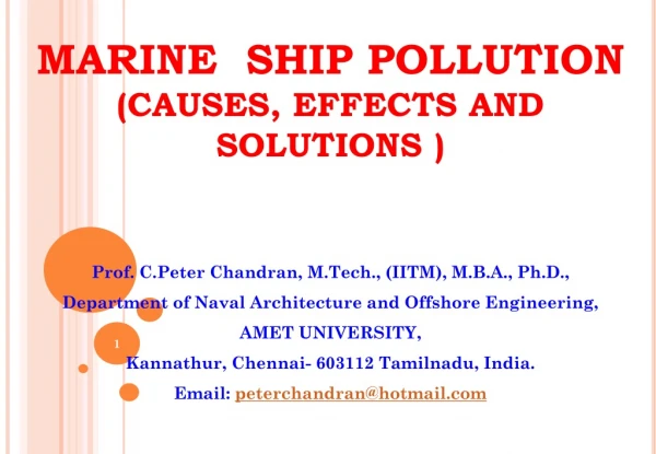MARINE SHIP POLLUTION (CAUSES, EFFECTS AND SOLUTIONS )