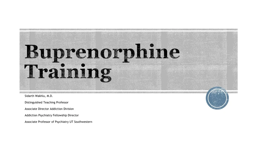 buprenorphine training