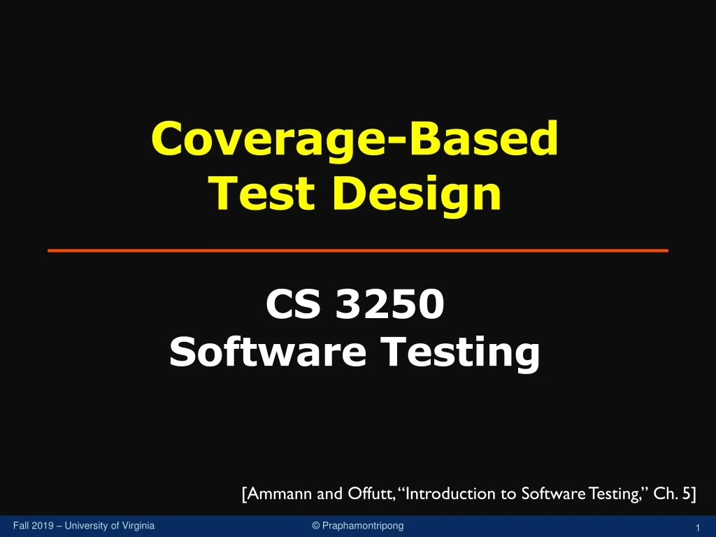 coverage based test design cs 3250 software testing