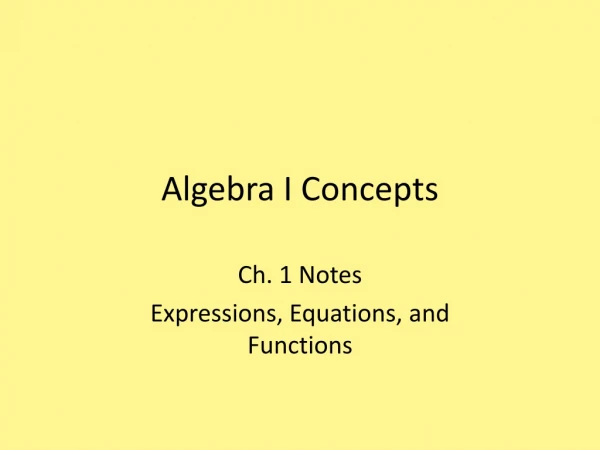 Algebra I Concepts