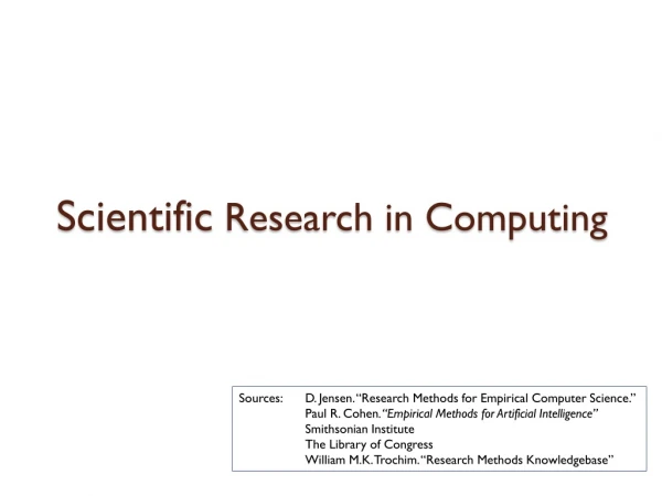 Scientific Research in Computing