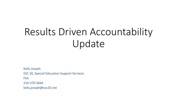 Results Driven Accountability Update