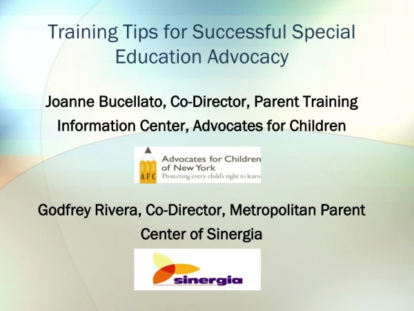 Training Tips for Successful Special Education Advocacy