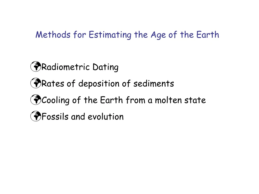 methods for estimating the age of the earth