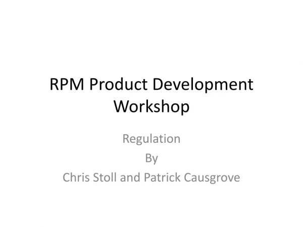 RPM Product Development Workshop