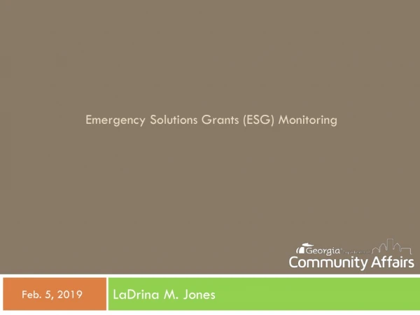 Emergency Solutions Grants (ESG) Monitoring