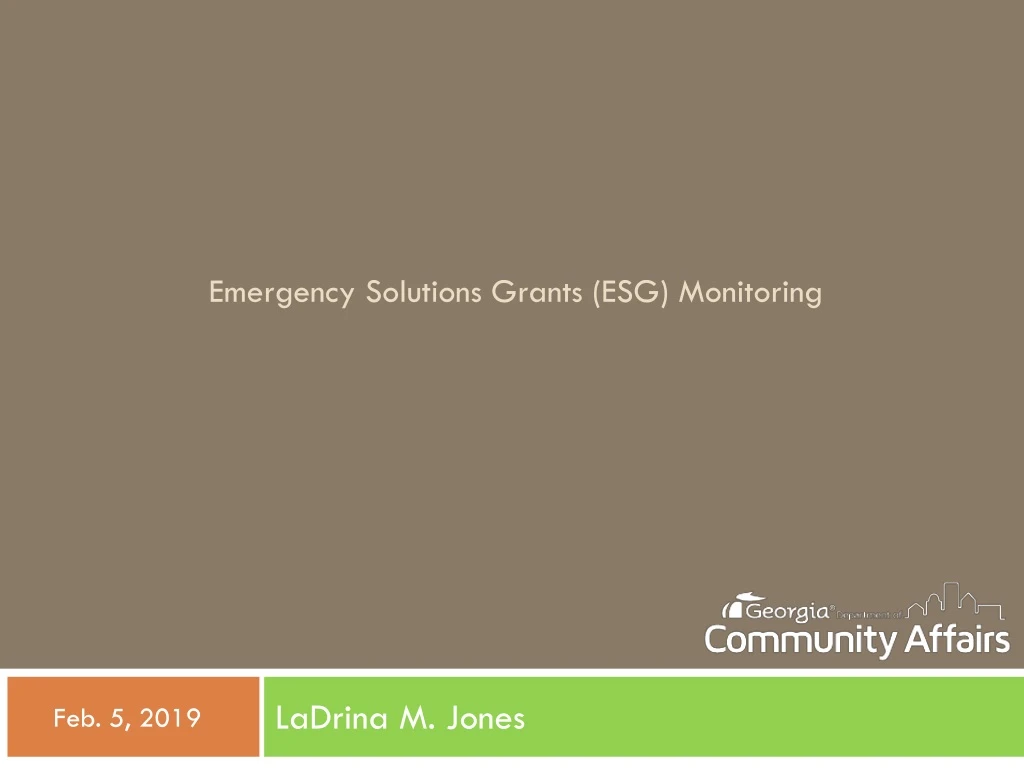 emergency solutions grants esg monitoring