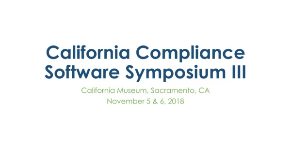 California Compliance Software Symposium III
