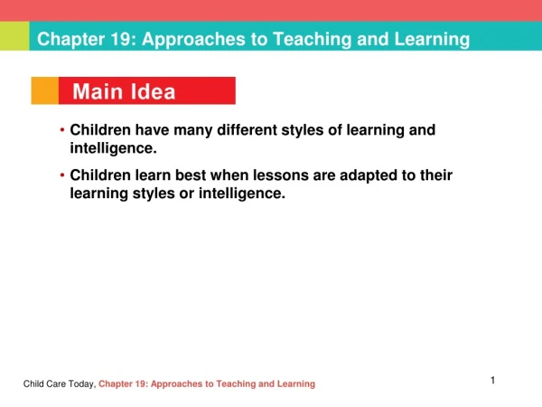 Chapter 19: Approaches to Teaching and Learning