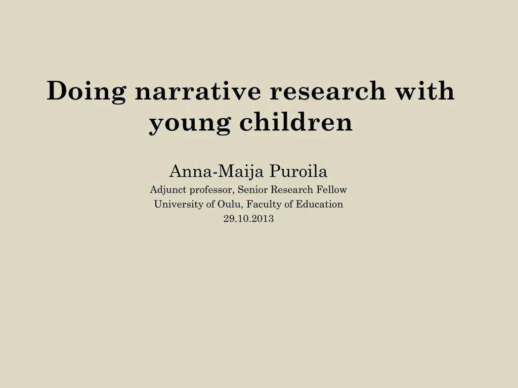 doing narrative research with young children