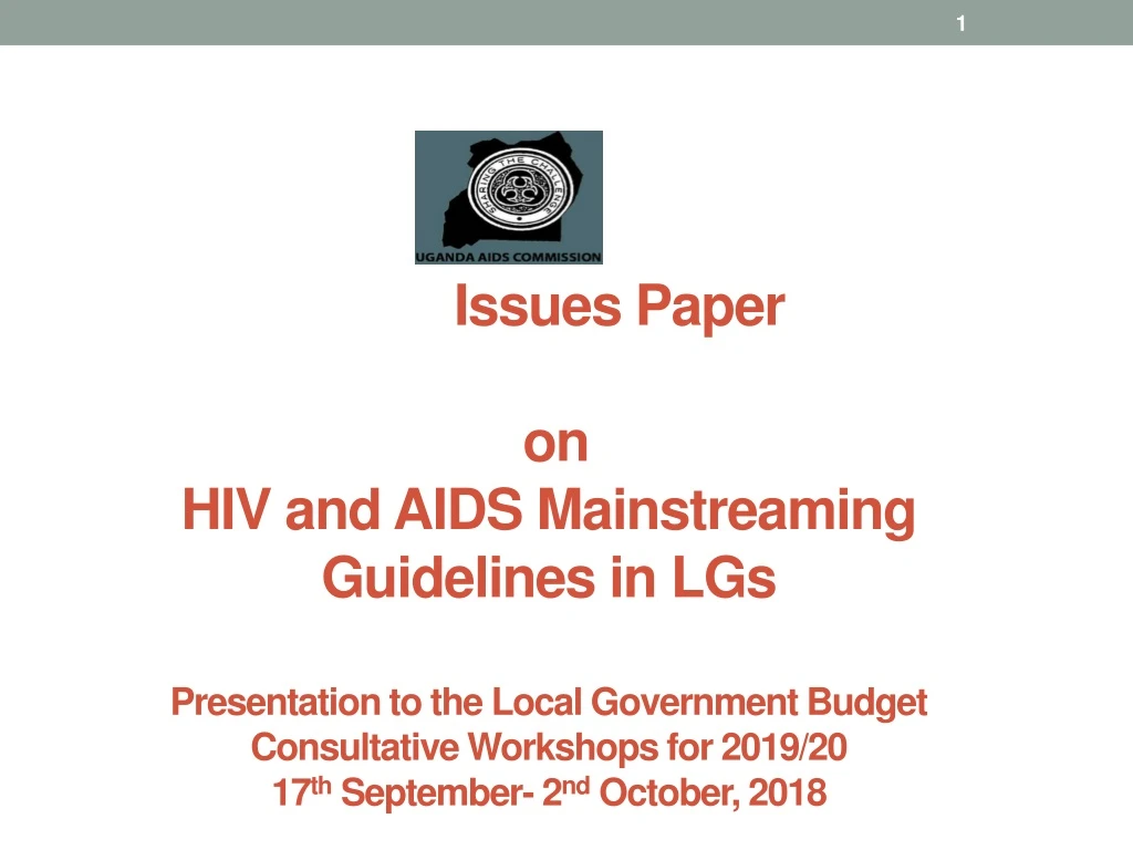 issues paper on hiv and aids mainstreaming