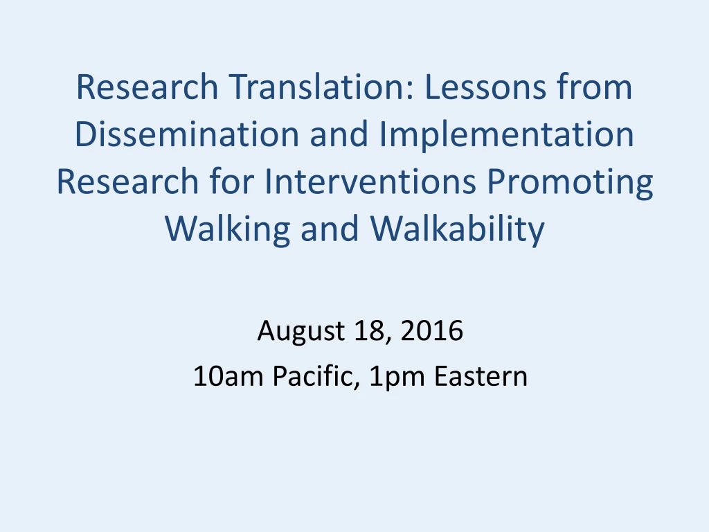research translation lessons from dissemination