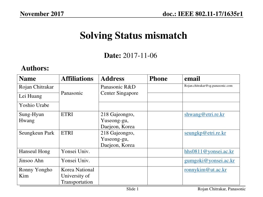 solving status mismatch