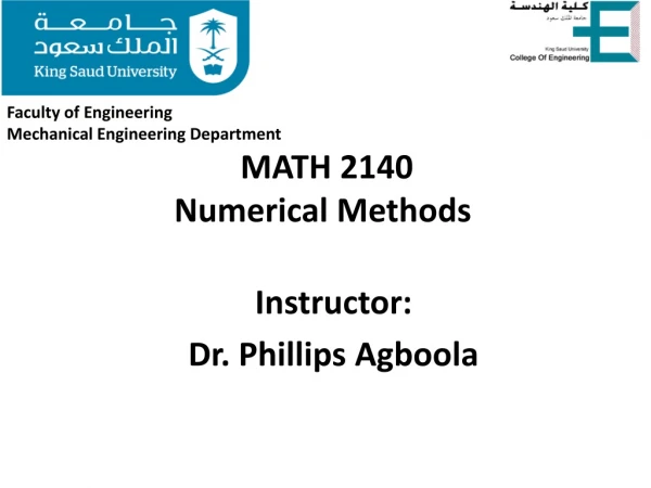 MATH 2140 Numerical Methods