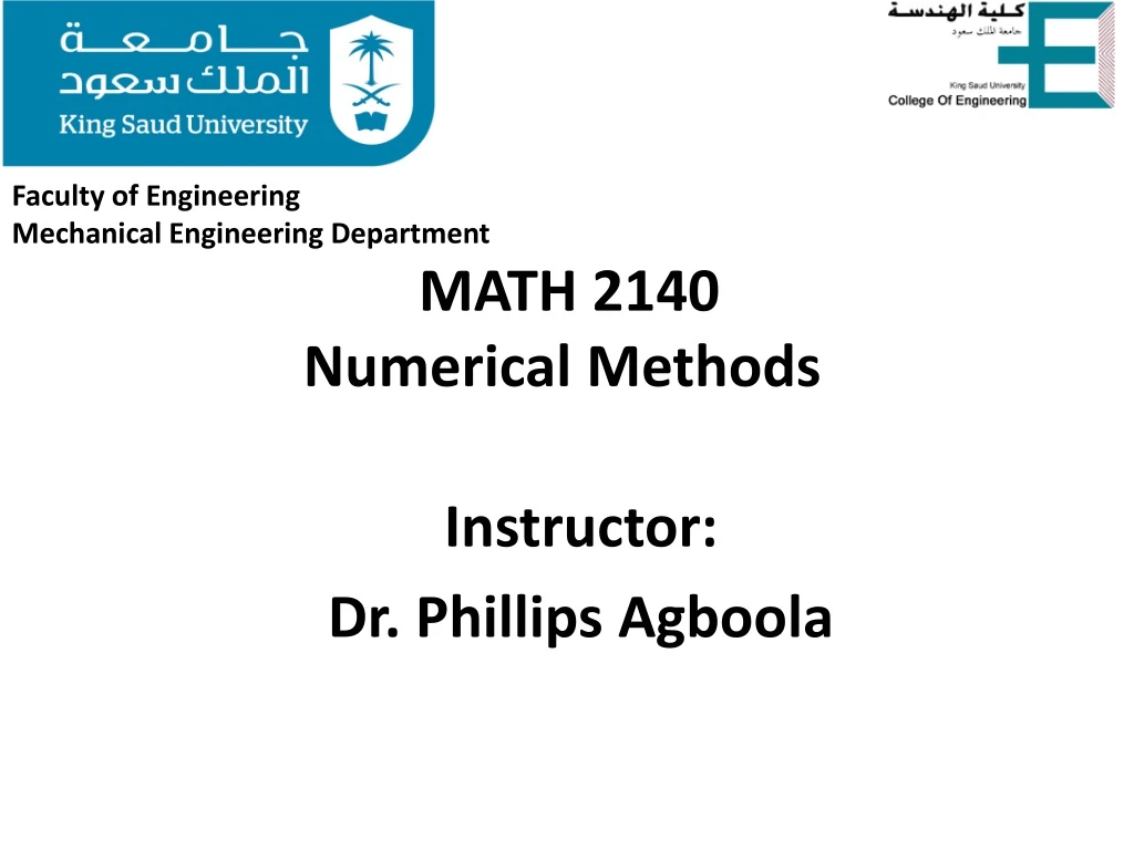 math 2140 numerical methods