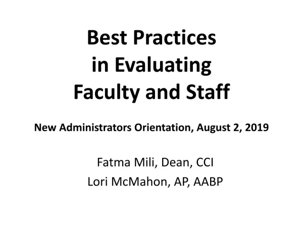 Best Practices in Evaluating Faculty and Staff