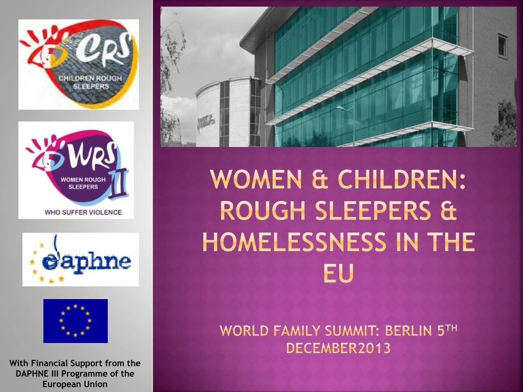 women children rough sleepers homelessness in the eu world family summit berlin 5 th december2013