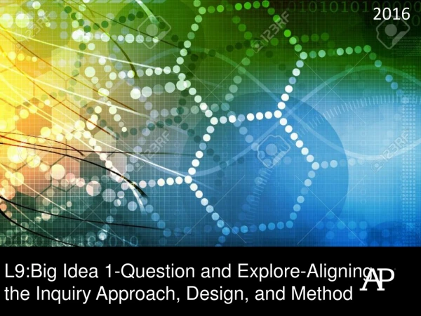 L9:Big Idea 1-Question and Explore-Aligning the Inquiry Approach, Design, and Method