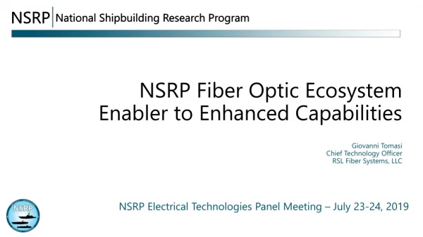 NSRP Electrical Technologies Panel Meeting – July 23-24, 2019