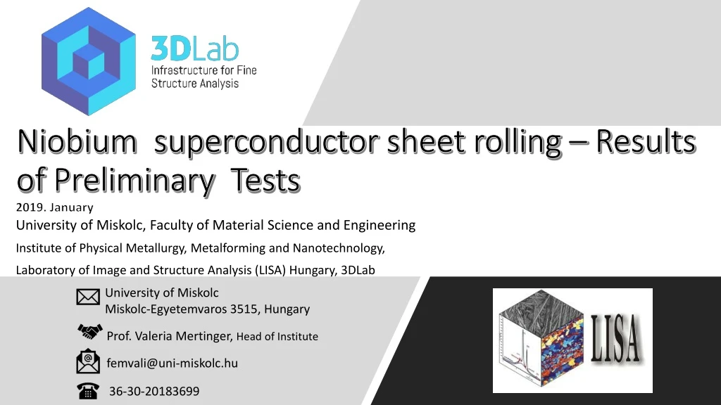niobium superconduct or sheet rolling results of preliminary tests 2019 january