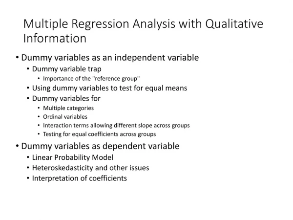 Multiple Regression Analysis with Qualitative Information