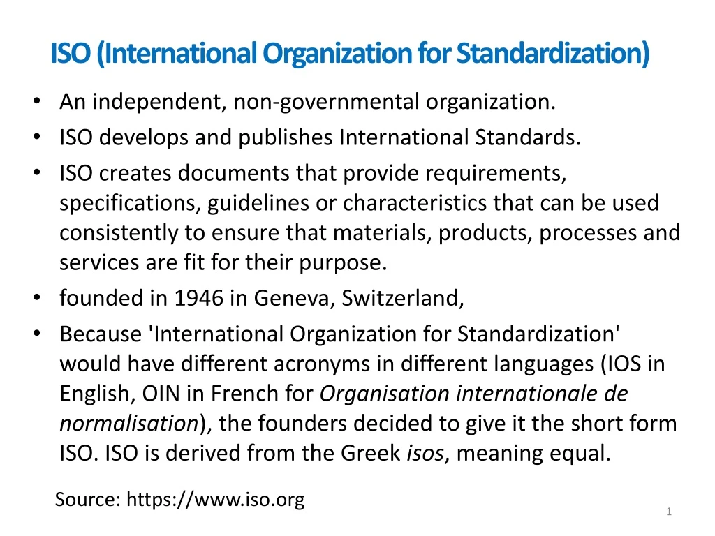 iso international organization for standardization