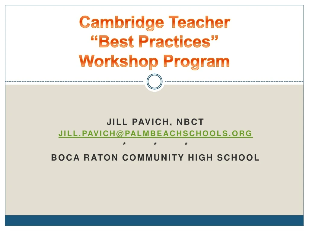 cambridge teacher best practices workshop program