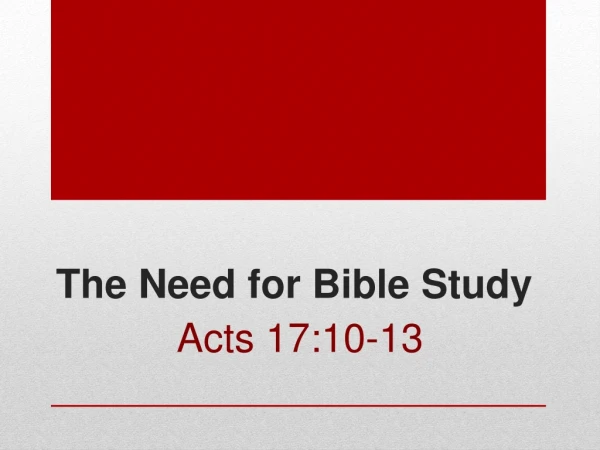The Need for Bible Study