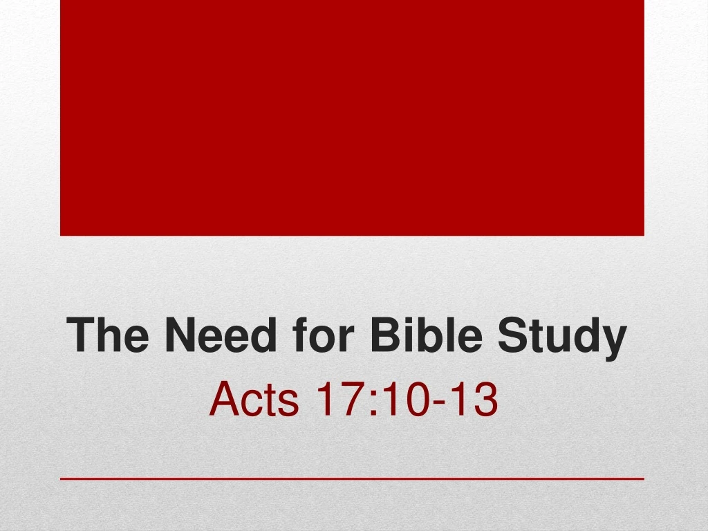 the need for bible study