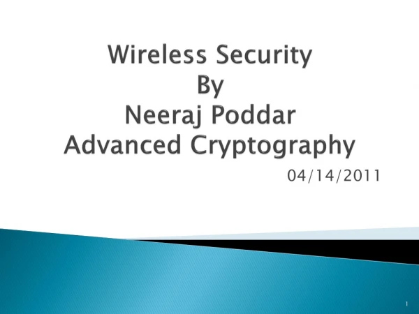 Wireless Security By Neeraj Poddar Advanced Cryptography